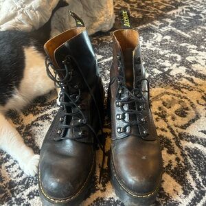 Brown/ black platform doc martins